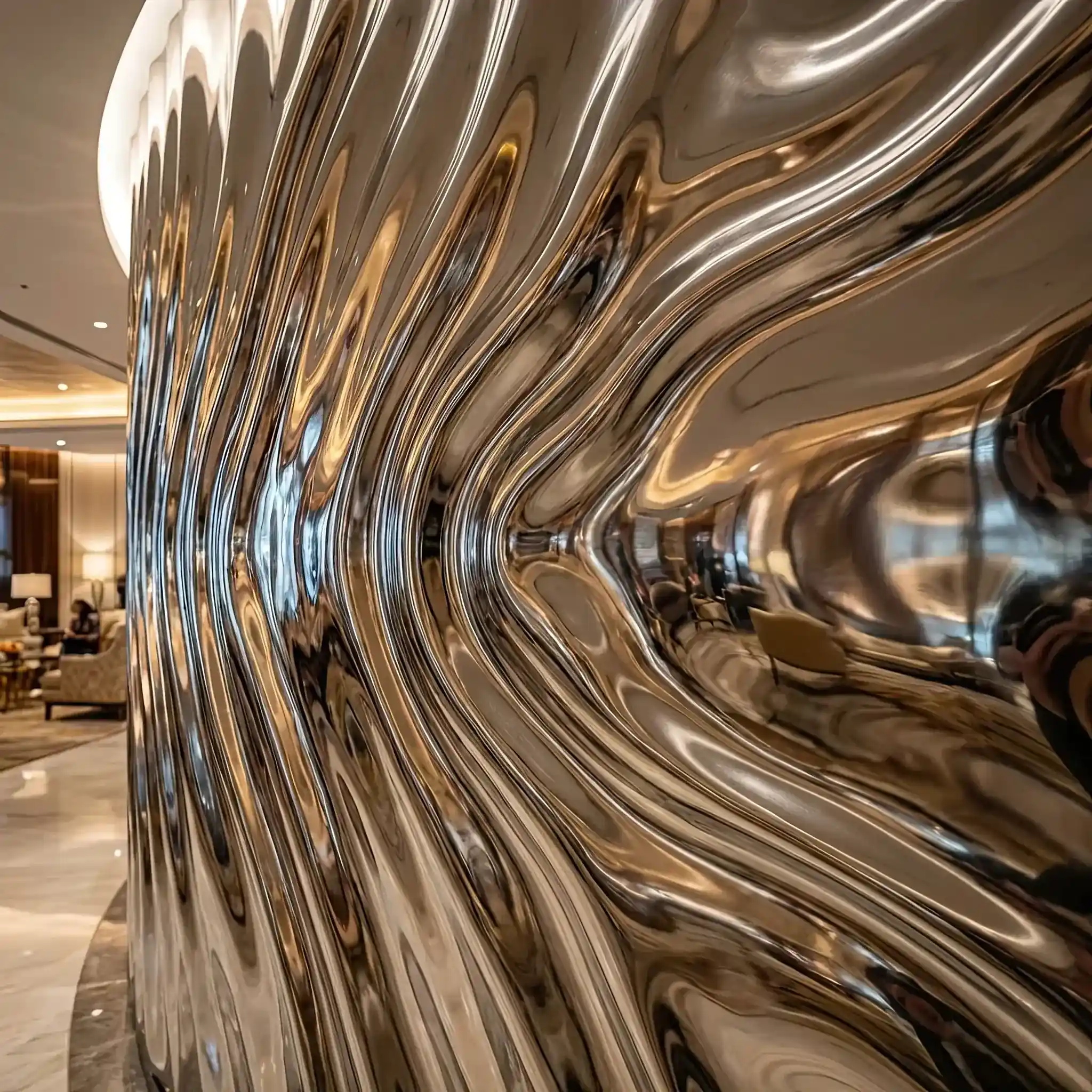 Interior detail: The process of 3D-printing a complex-shaped concrete base for a reception desk