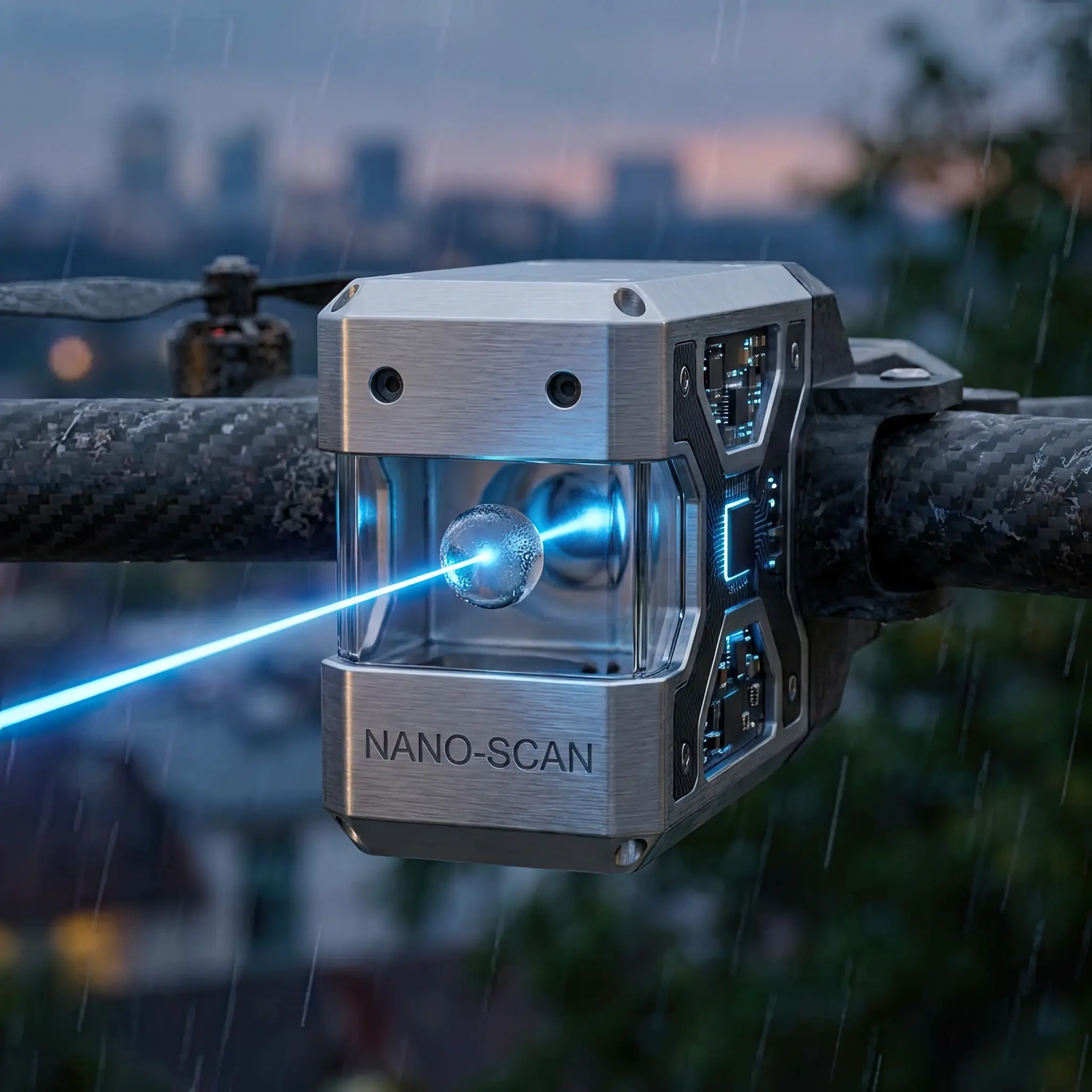 Interior detail: Nano-Scan 2026 molecular analysis system on board an auditor drone