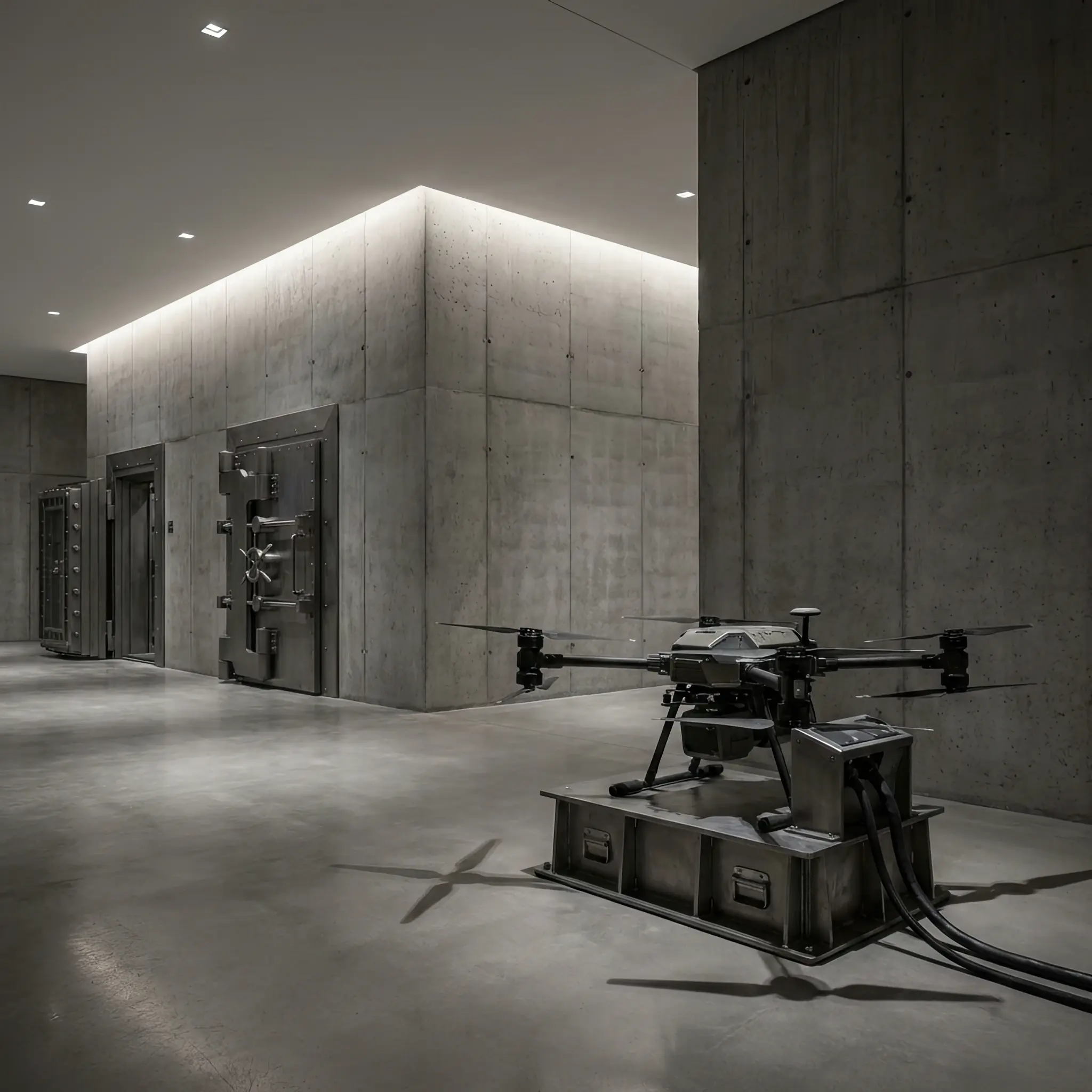 Архитектура и дизайн: Рой дронов-интегрити забирает пробы воздуха для мгновенного анализа на соответствие стандартам чистоты Reception Space