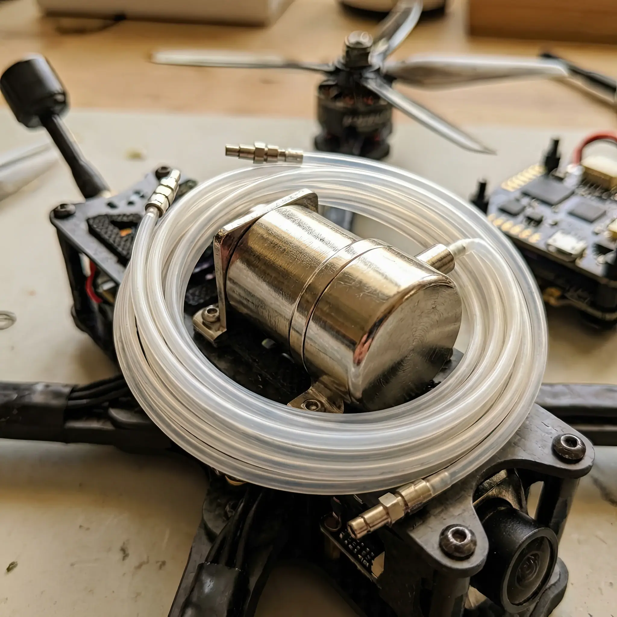 Interior detail: Ion-Core 2026 ion generator on board a micro-drone