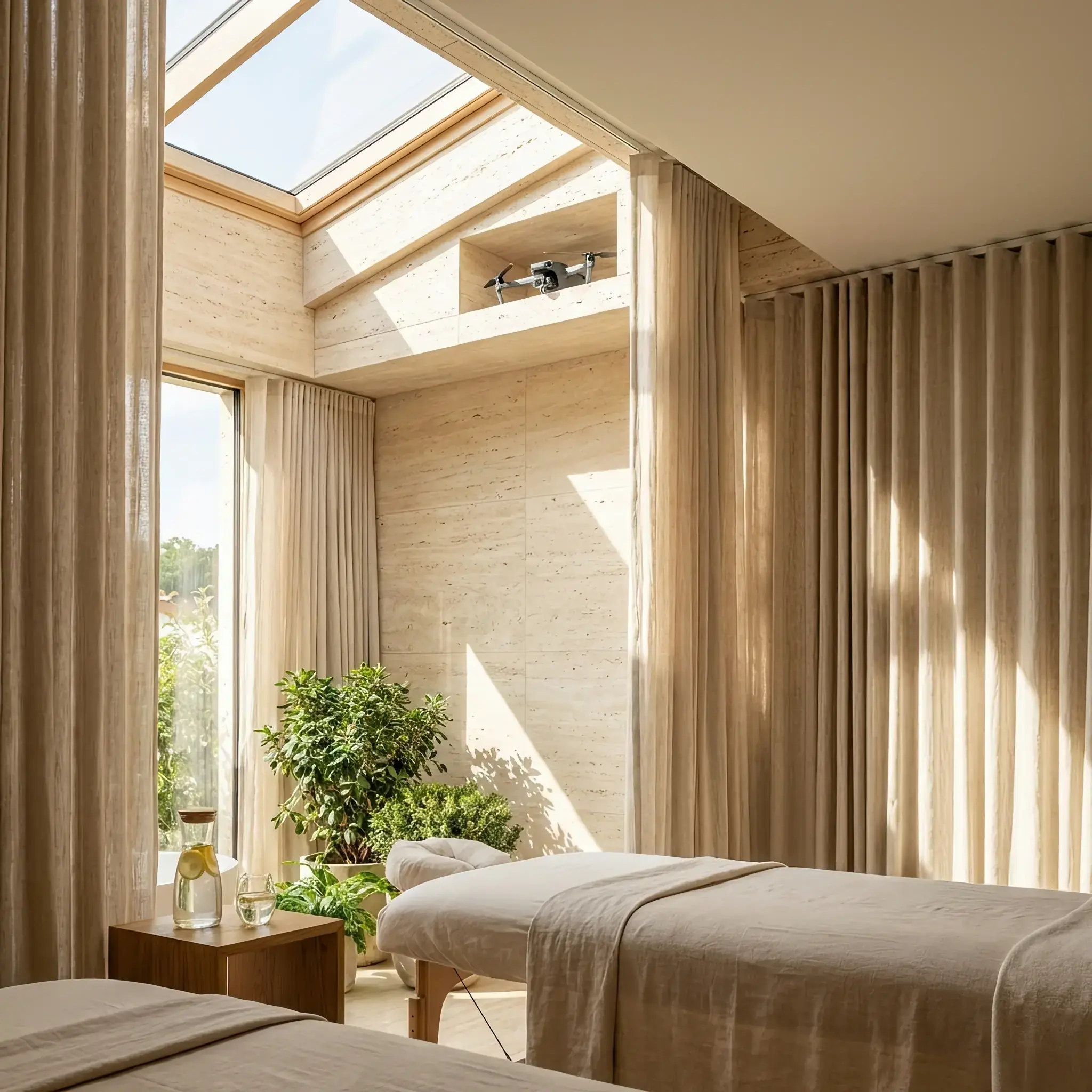 Архитектура и дизайн: Рой микродронов создает невидимый поток обогащенного кислородом воздуха в зоне активных переговоров вестибюль