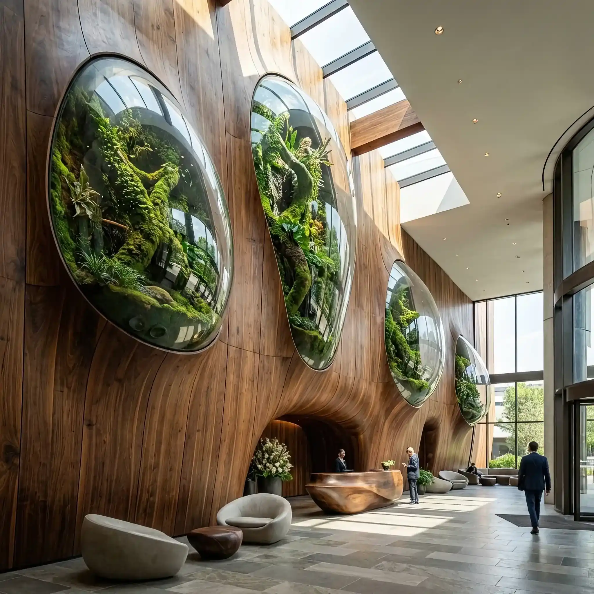 Архитектура и дизайн: Вентиляционная решетка в вестибюль подсвечена мягким синим светом, символизируя работу активного биологического барьера против вирусов и бактерий