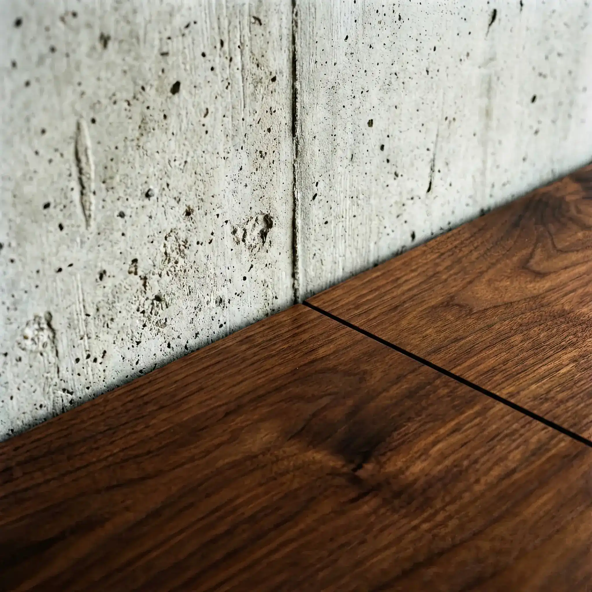 Interior detail: Combination of concrete and wood as a symbol of tech-nature balance