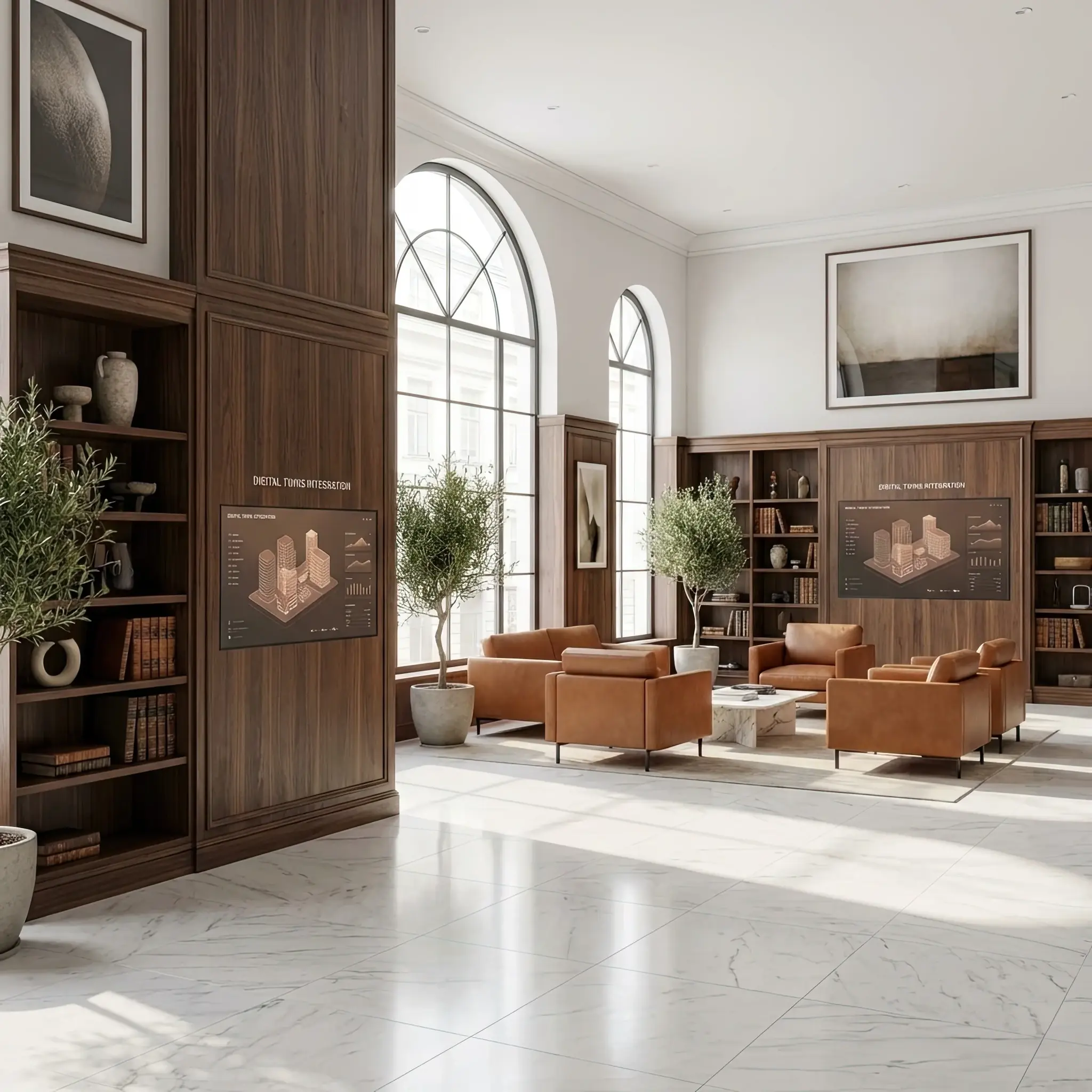 Архитектура и дизайн: Клиент в VR-шлеме осматривает виртуальную модель стойки приемная в масштабе 1:1