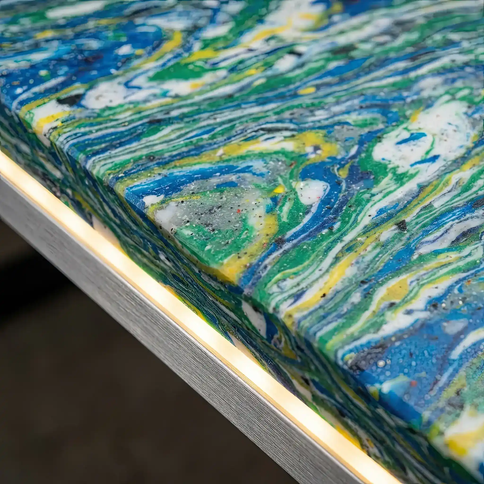 Interior detail: Recycled plastic facade detail with integrated backlighting