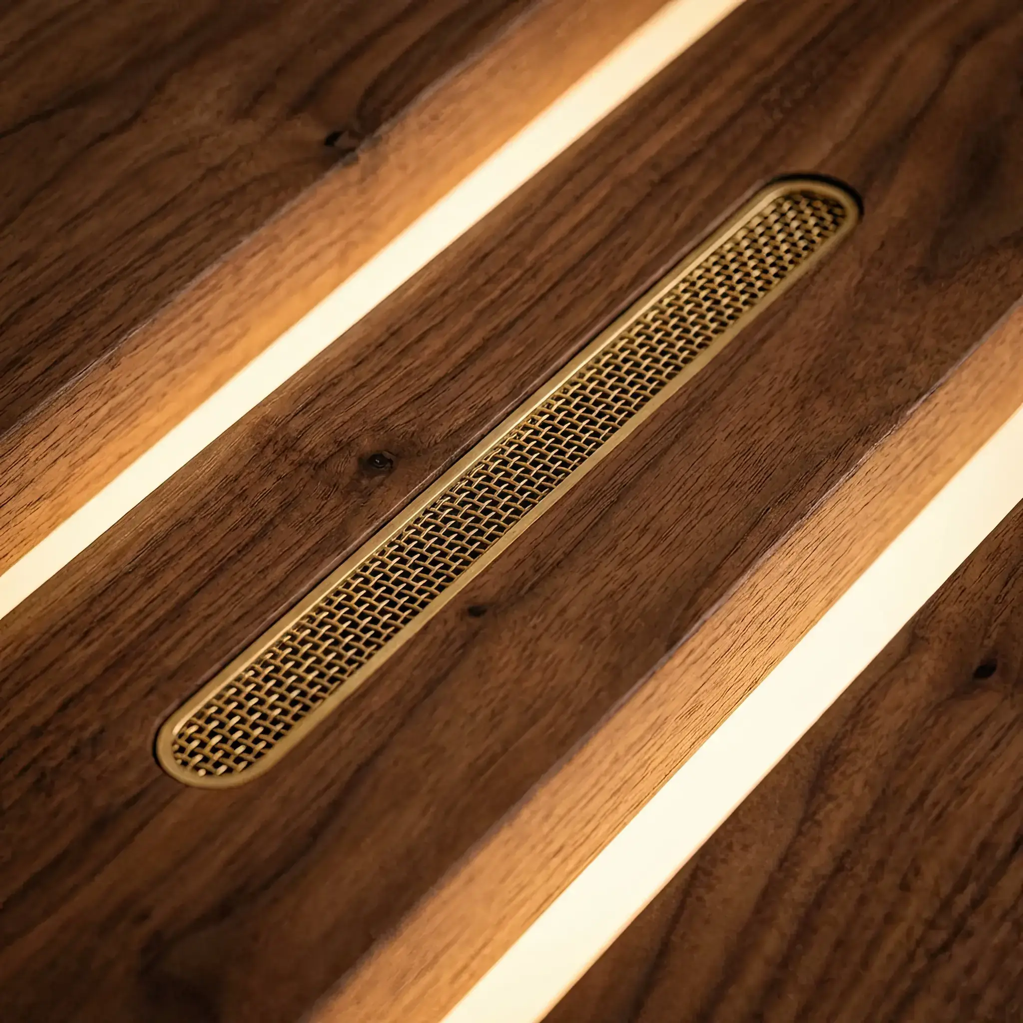 Interior detail: Schematic representation of mesh network micro-node distribution in the lobby interior