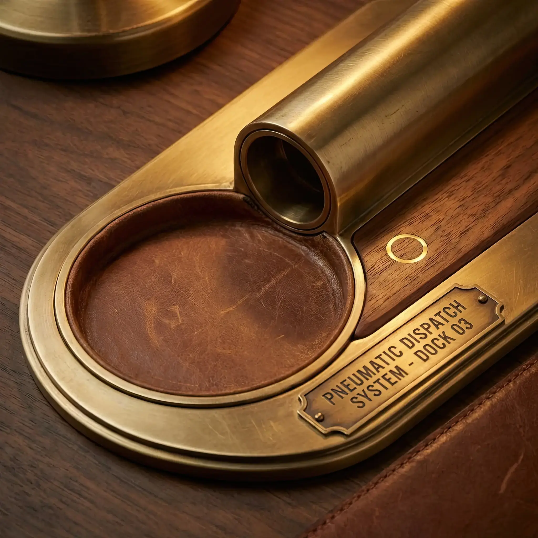 Interior detail: Design-focused Pneu-Link 2026 capsule reception terminal with biometric lock