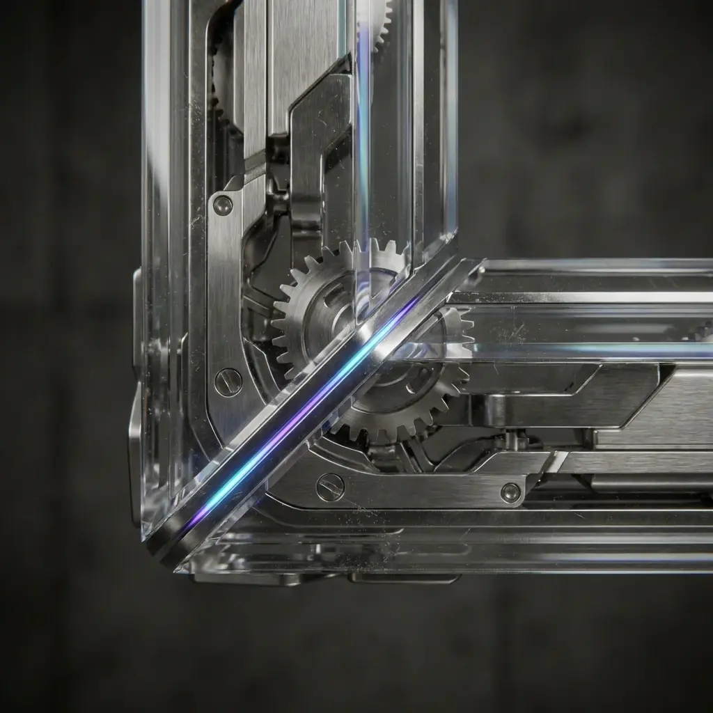 Interior detail: Morph-Segment 2026 actuator system inside the Frame-Zen frame