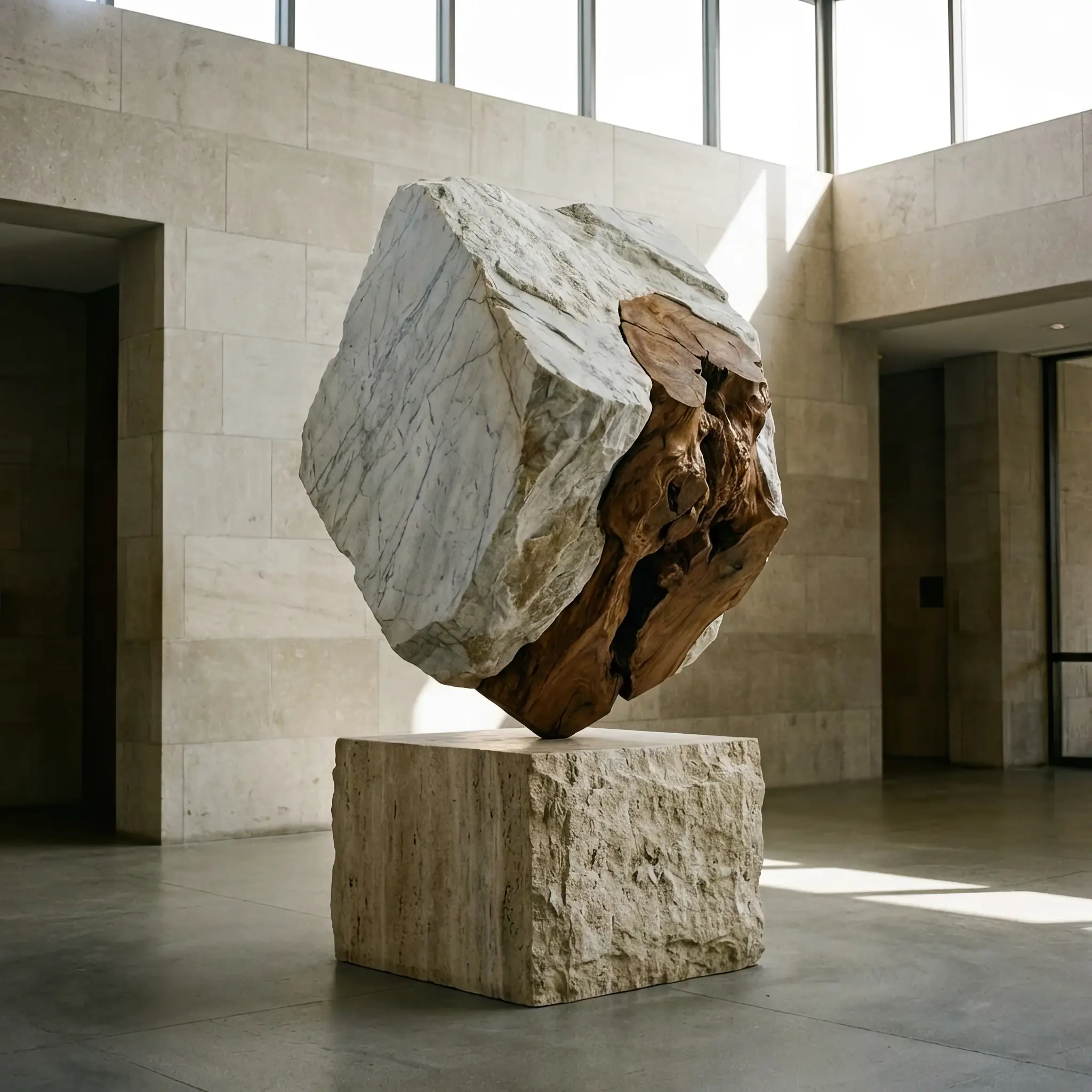 Архитектура и дизайн: Масштабная инсталляция в центре вестибюль плавно перетекает из одной сложной формы в другую, реагируя на проходящего мимо человека