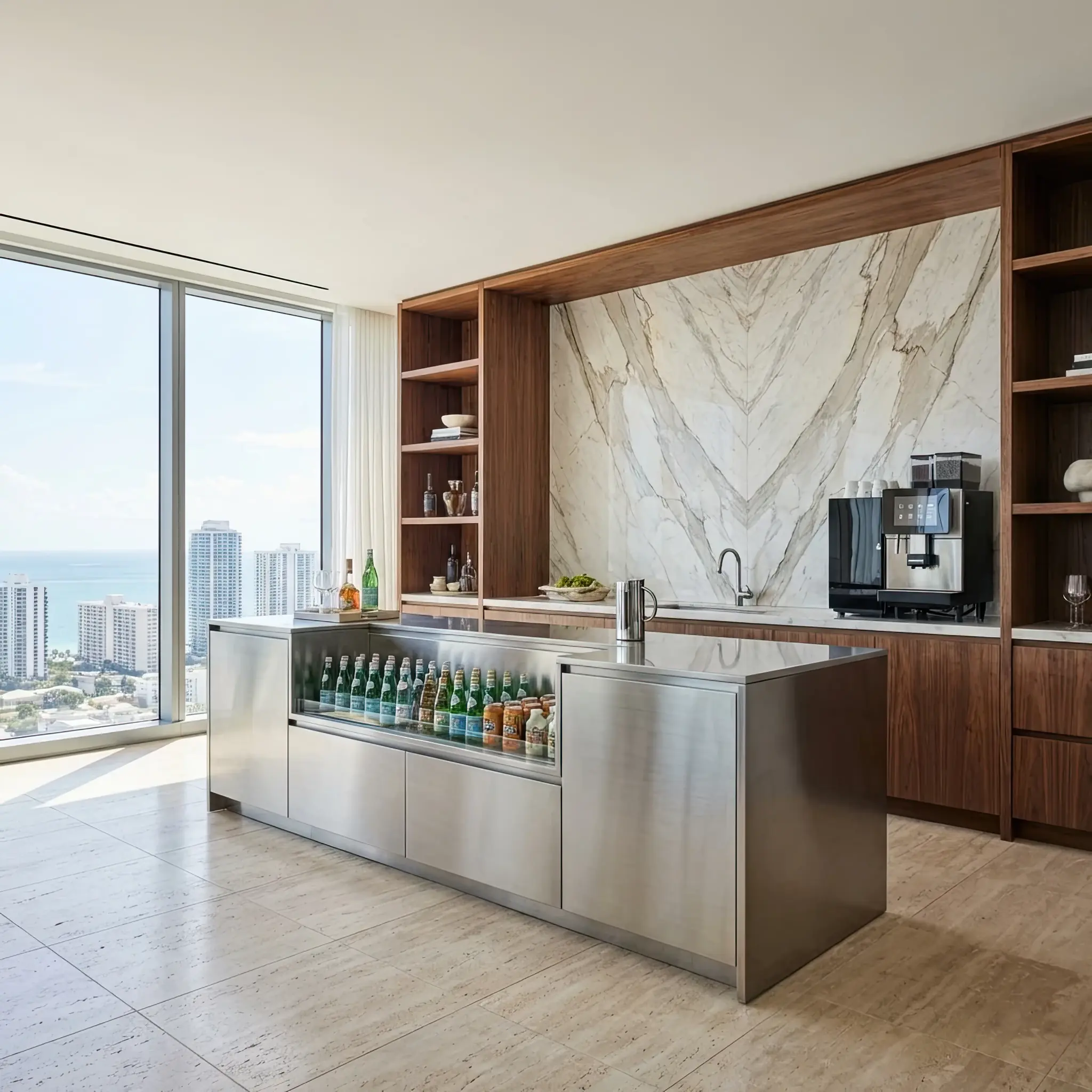 Архитектура и дизайн: Консультант сервиса напитков помогает гостю составить уникальный букет вкусов в парящем интерфейсе