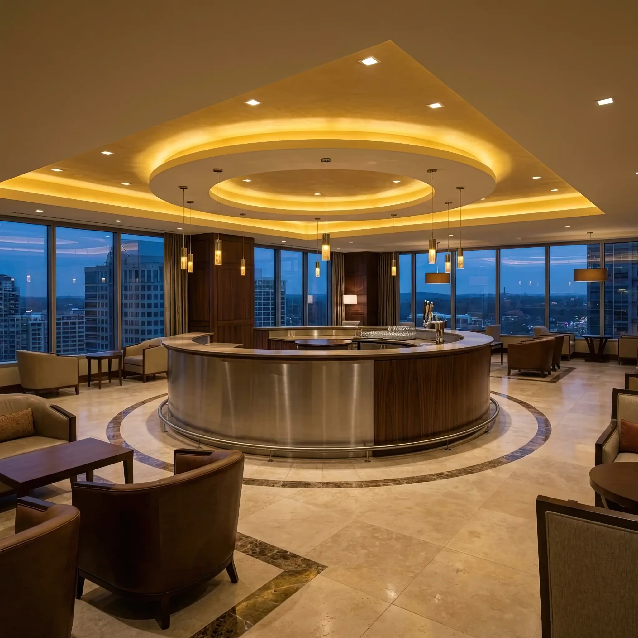 Архитектура и дизайн: Центральный оркестратор координирует траектории десятков левитирующих сфер напитков, распределяя их между резидентами атриума