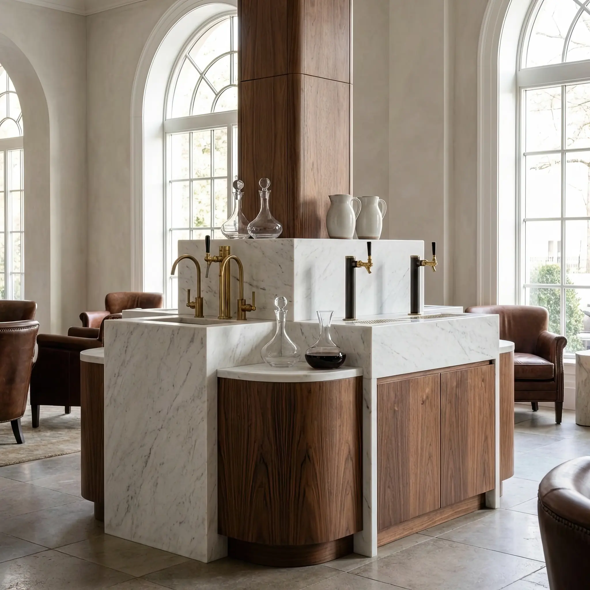 Архитектура и дизайн: Эстетика парящего потока: прецизионные сферы дистиллята и нутриентов удерживаются в акустическом поле атриума