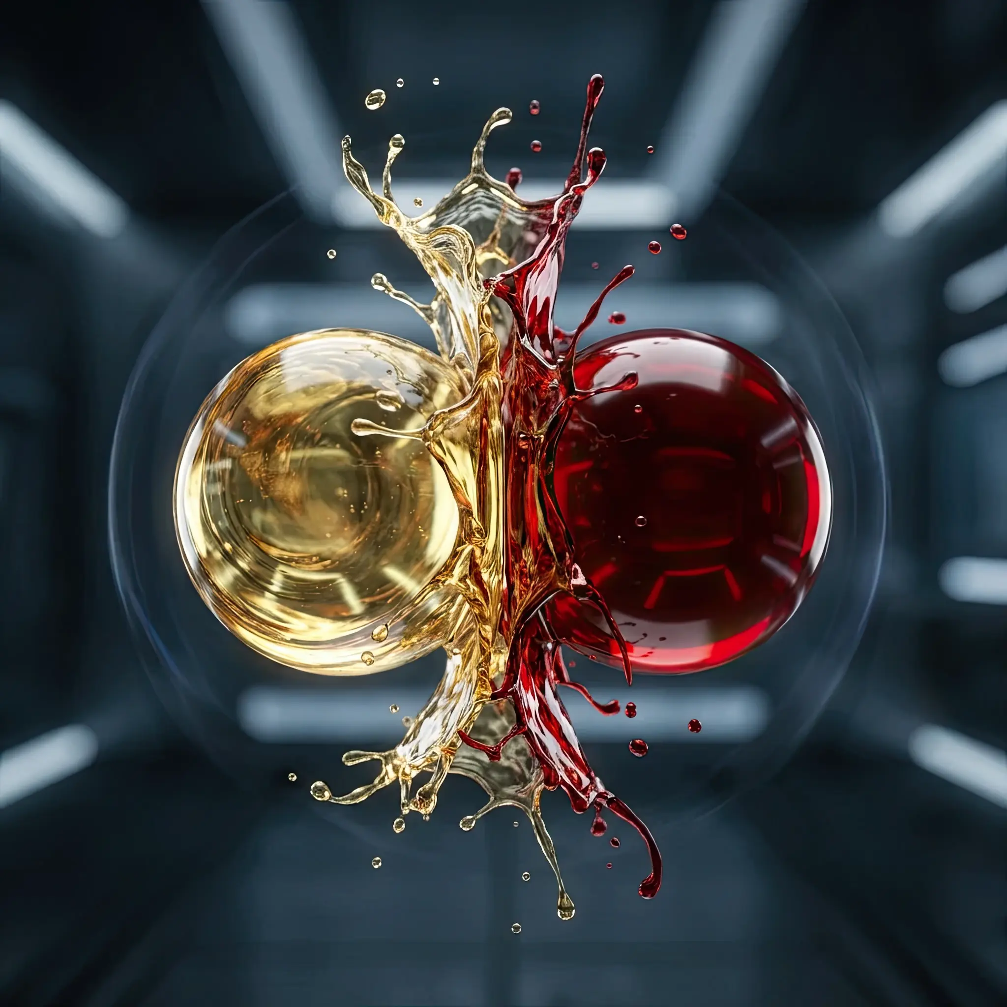 Interior detail: Density and component distribution map in a floating beverage of the Aether-Mix 2026 system