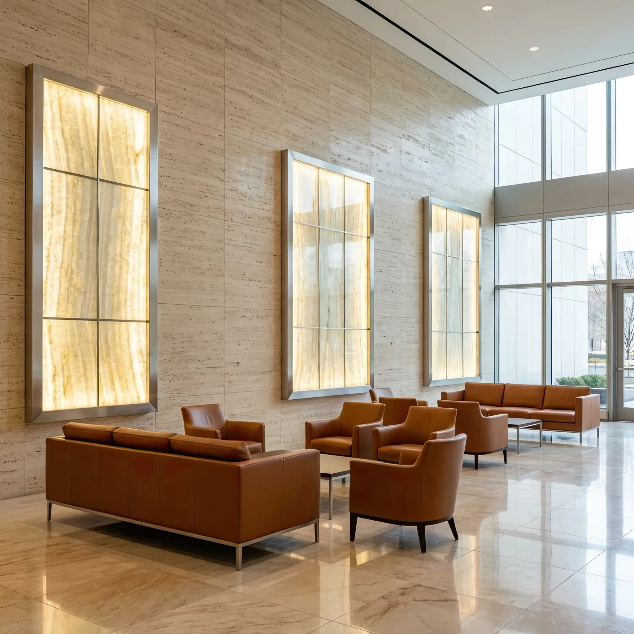 Архитектура и дизайн: Поверхность цифрового арт-экрана в вестибюль идеально гладкая: микроцарапина мгновенно исчезает благодаря регенеративному нано-слою