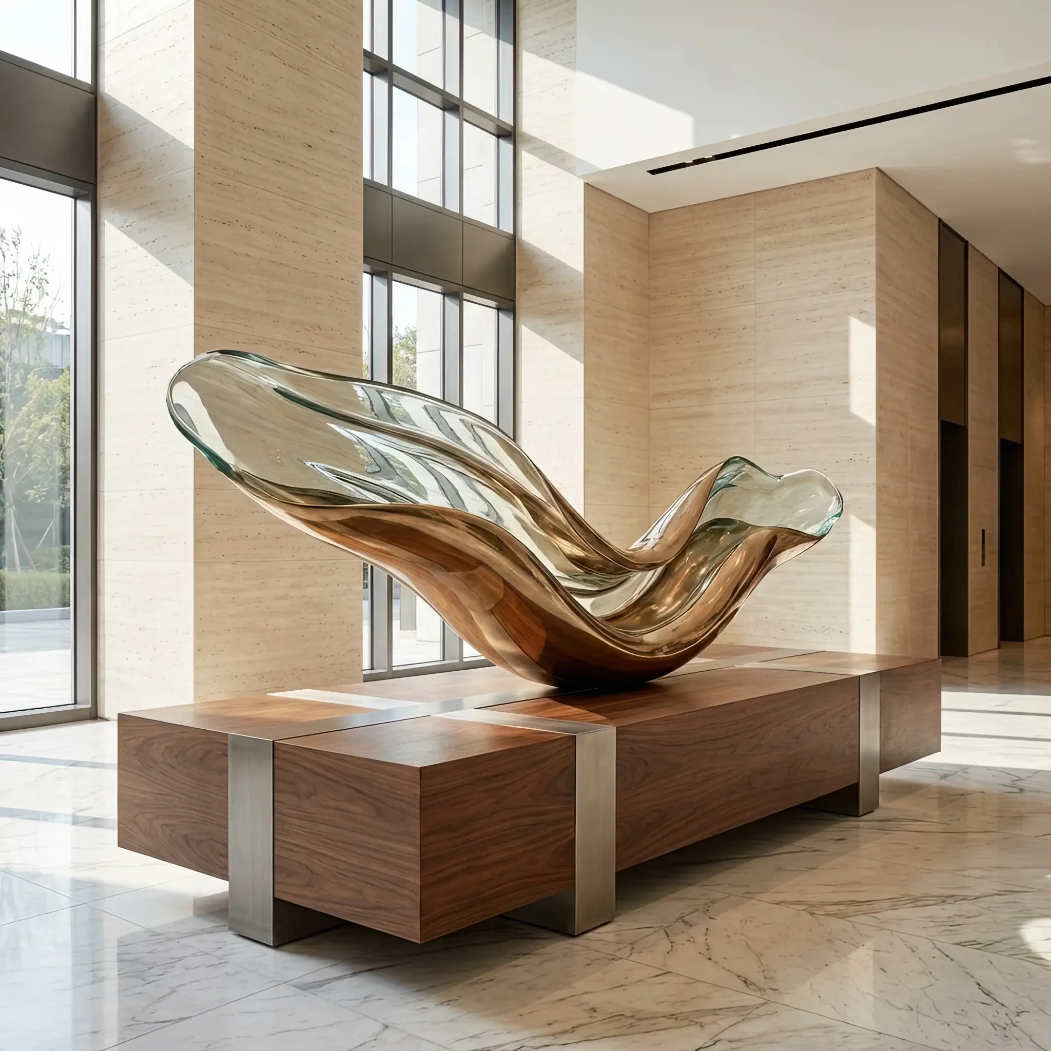 Архитектура и дизайн: Техники монтируют зеркальную арт-инсталляцию в вестибюль: нано-покрытие защищает поверхность от царапин при сборке