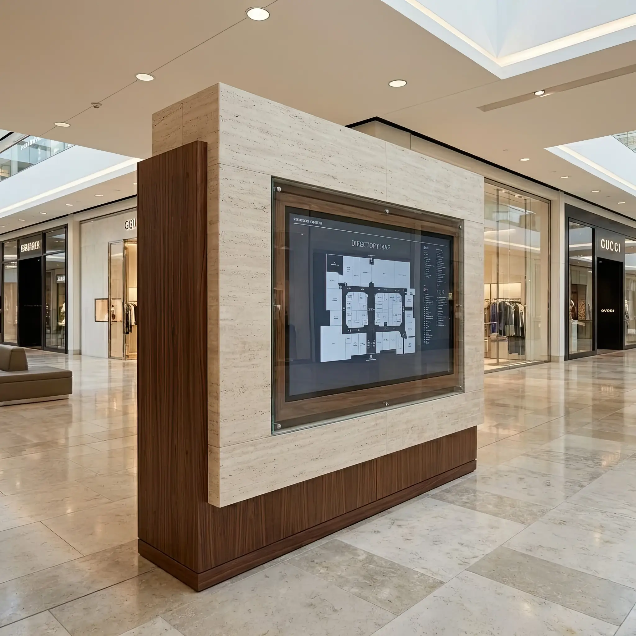 Архитектура и дизайн: Гость ищет компанию в справочнике вестибюль: покрытие киоска остается зеркально гладким, заживляя микро-царапины