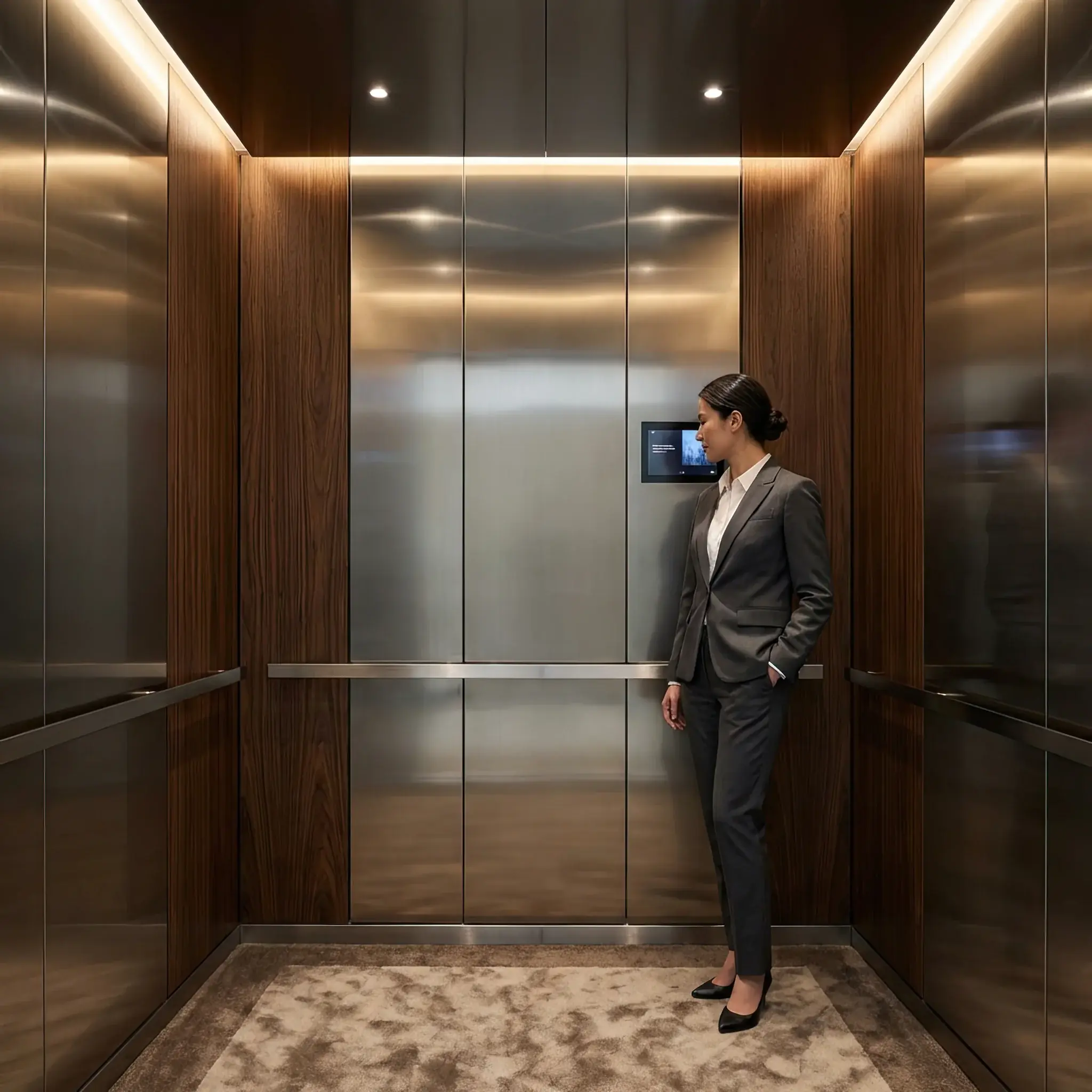 Архитектура и дизайн: Макросъемка панели управления лифтом: микроцарапина затягивается сама собой под действием восстанавливающего полимера