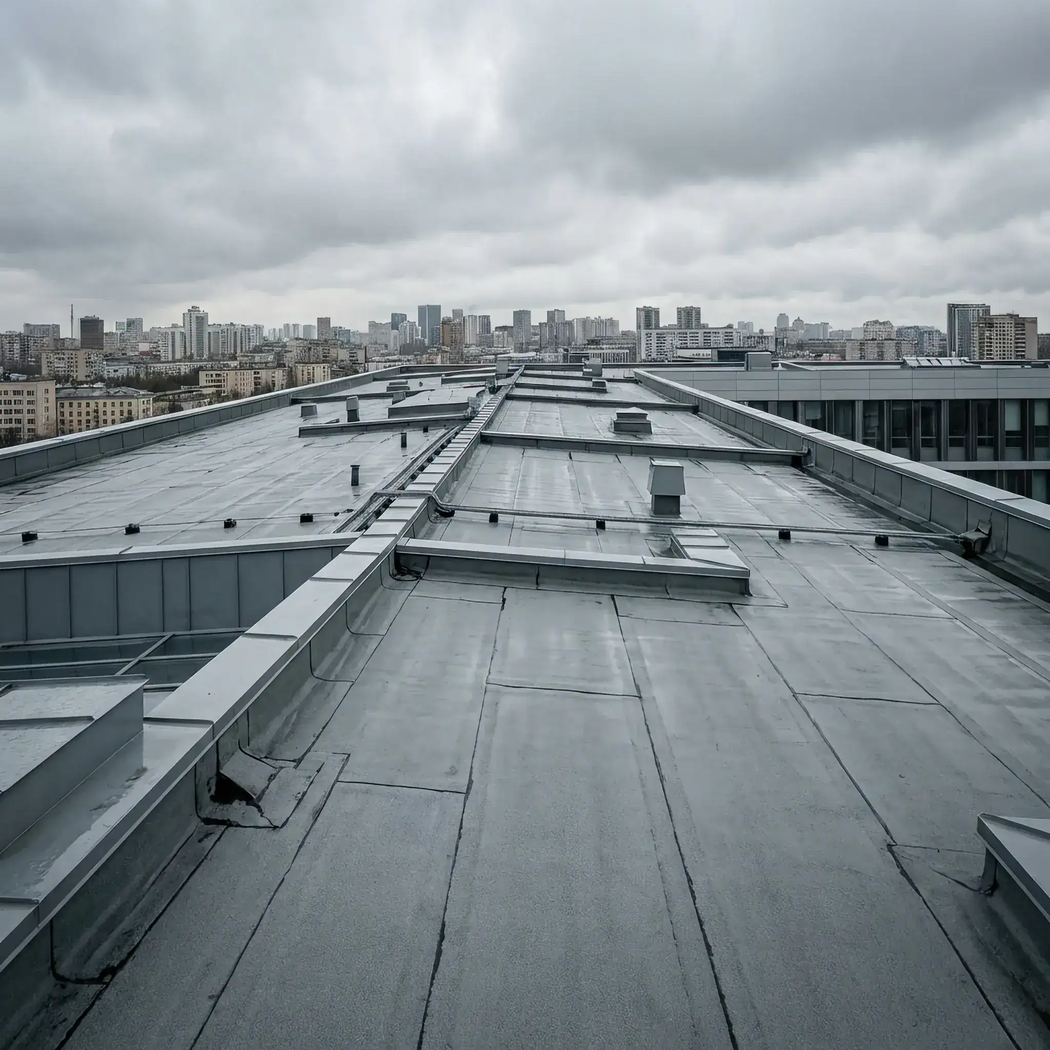 Архитектура и дизайн: Макросъемка поверхности кровли вестибюль, где микротрещина заполняется герметизирующим составом, выделяющимся из нано-капсул