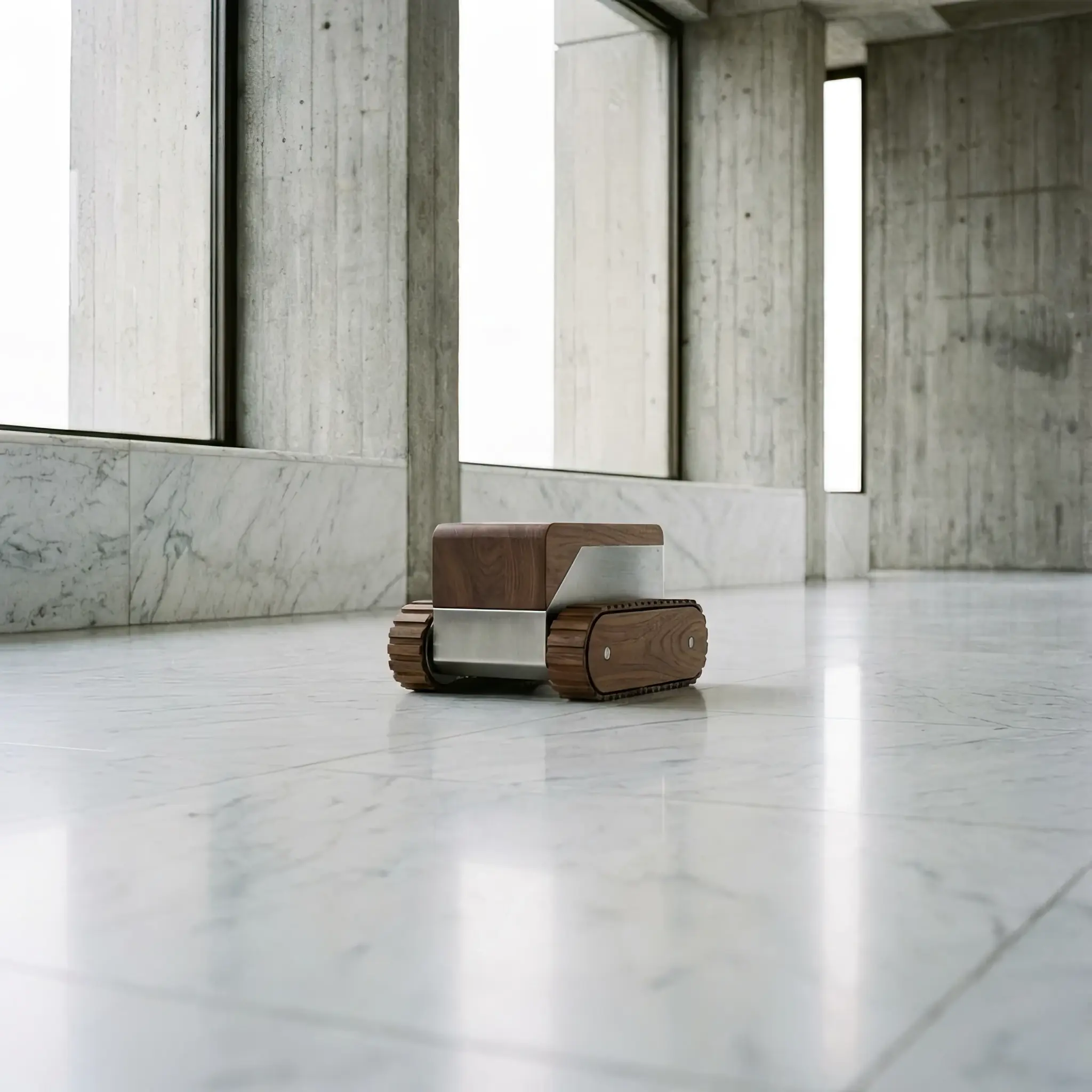 Архитектура и дизайн: Небольшой обтекаемый робот бесшумно маневрирует между гостями вестибюль, аккуратно подбирая упавшую салфетку манипулятором-невидимкой