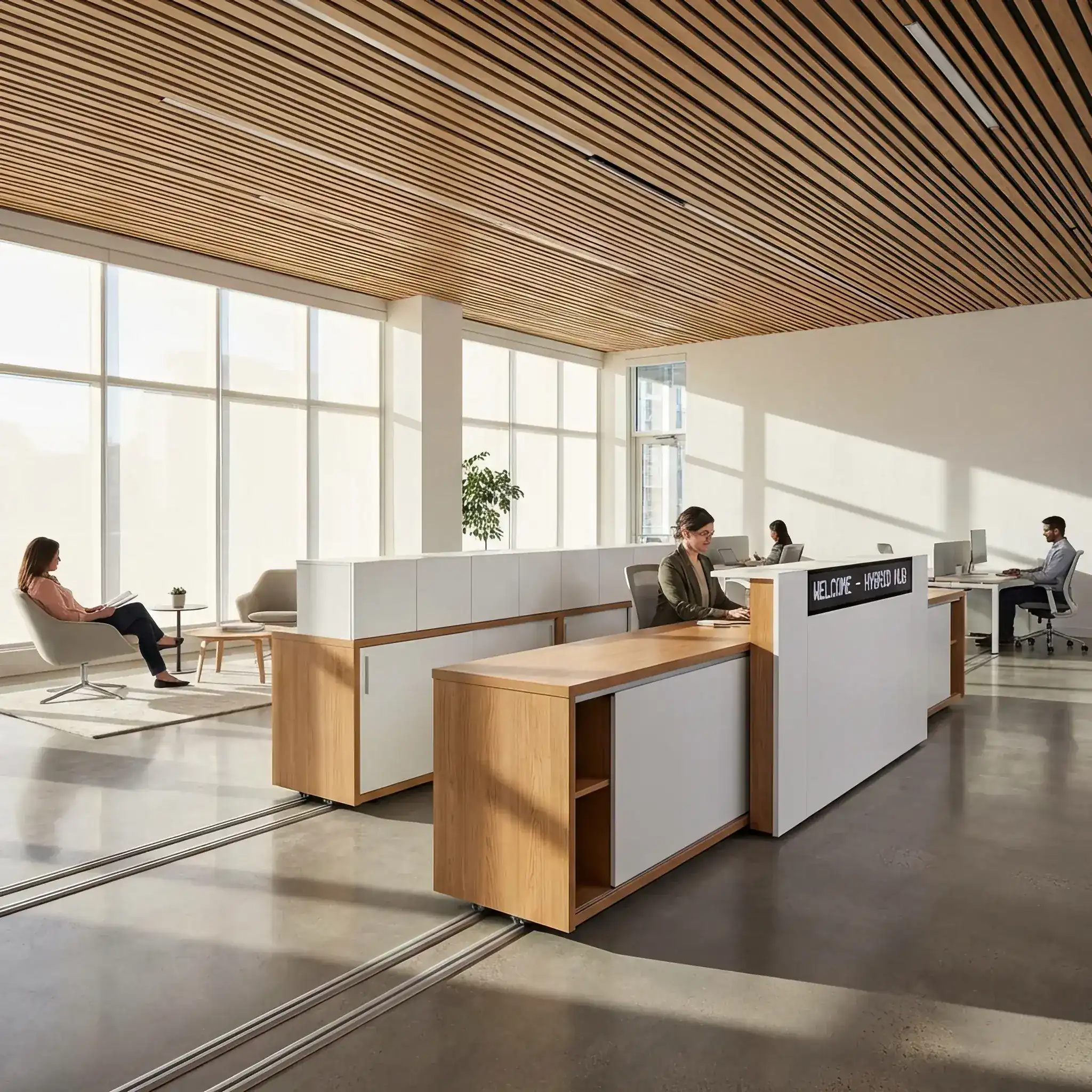 Архитектура и дизайн: Футуристическая стойка приема, состоящая из независимых интеллектуальных модулей с возможностью динамической смены конфигурации