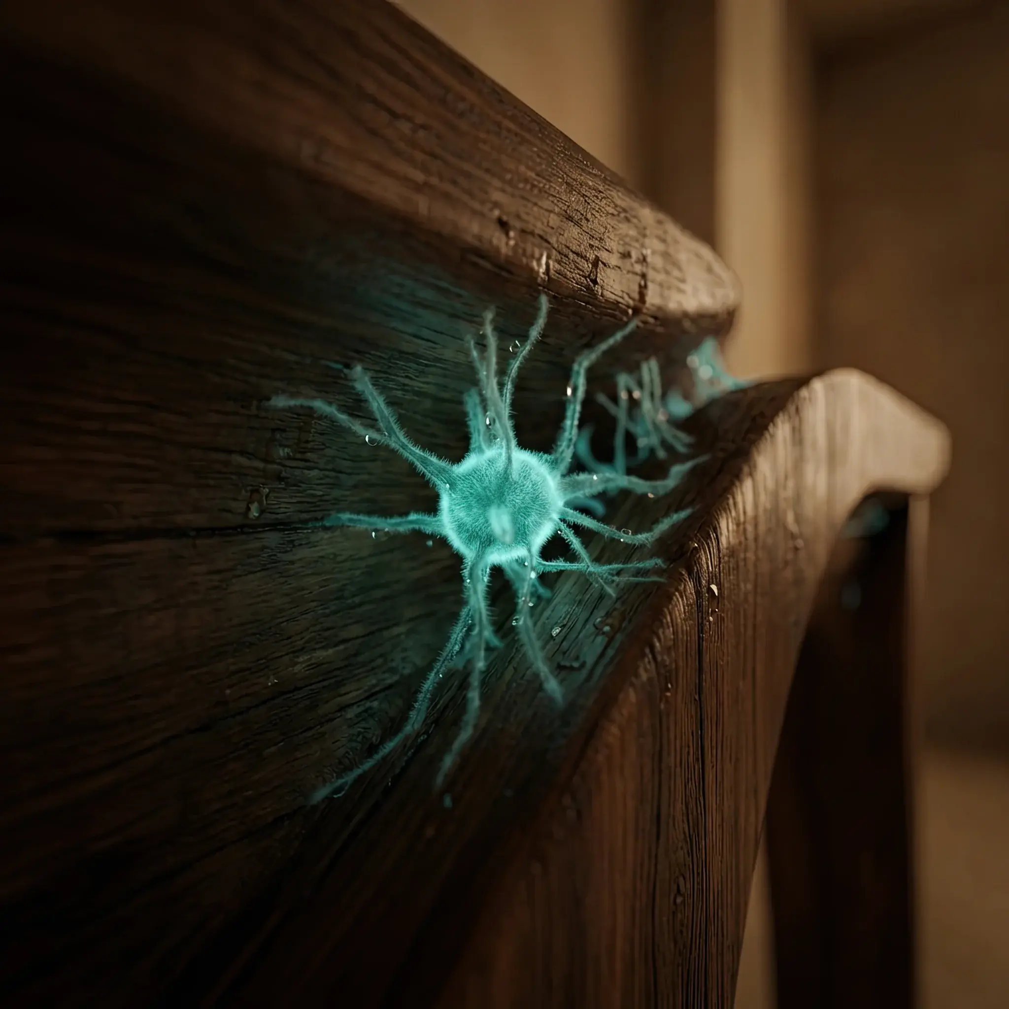 Interior detail: Close-up of mycelium brick joints showing porous structure