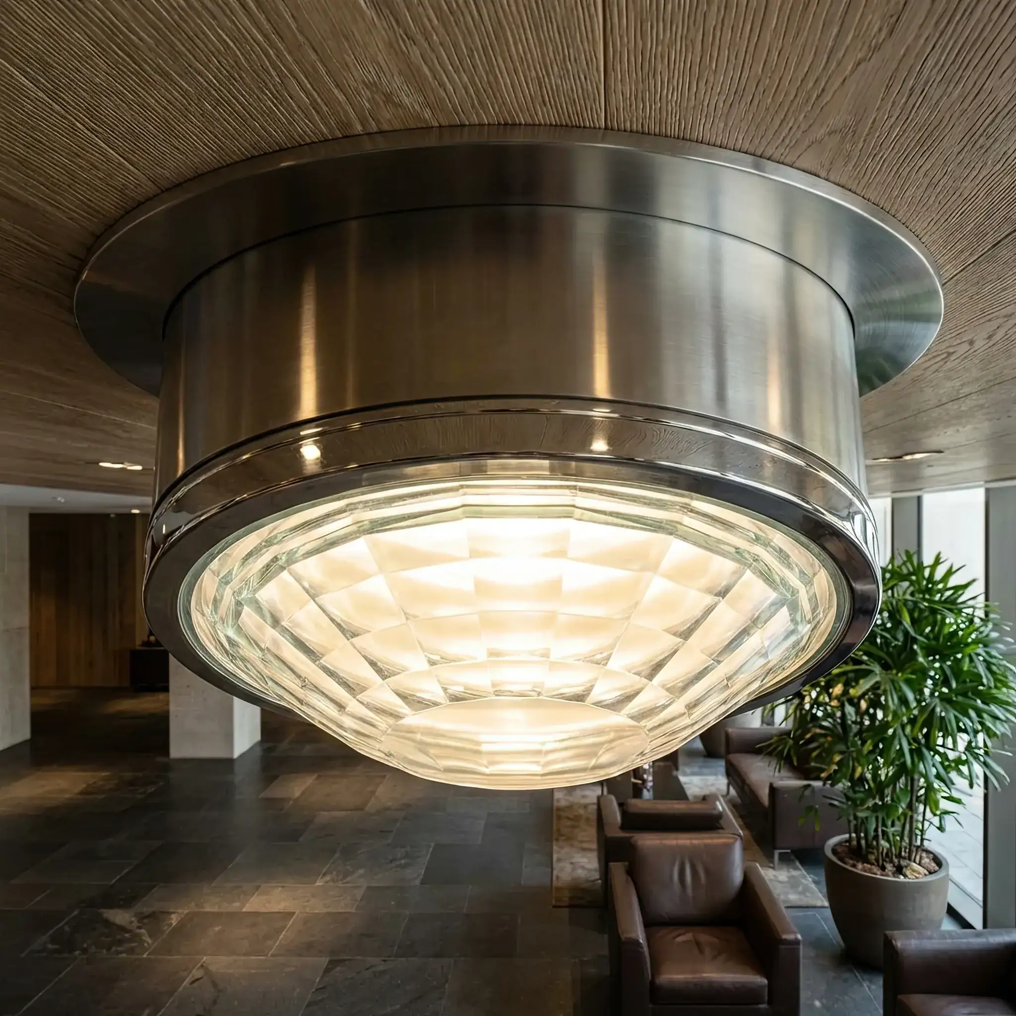 Interior detail: Scheme of sunlight passage from building roof to reception desk