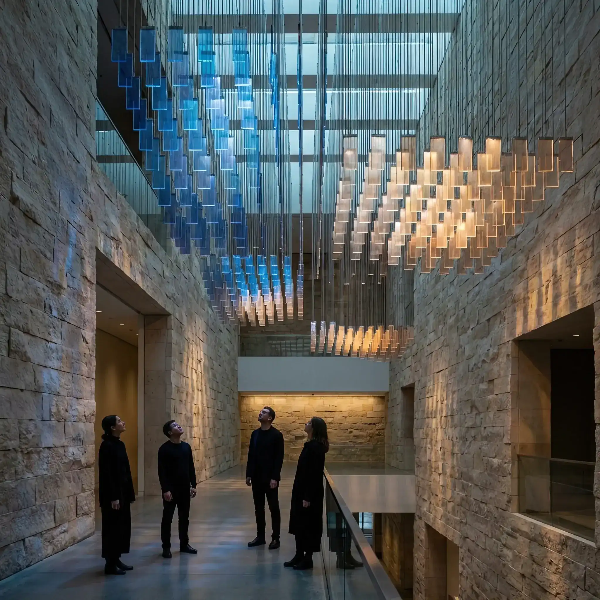 Архитектура и дизайн: Освещение вестибюль мягко меняет температуру и цвет, подстраиваясь под психологический фон прибывающей группы резидентов