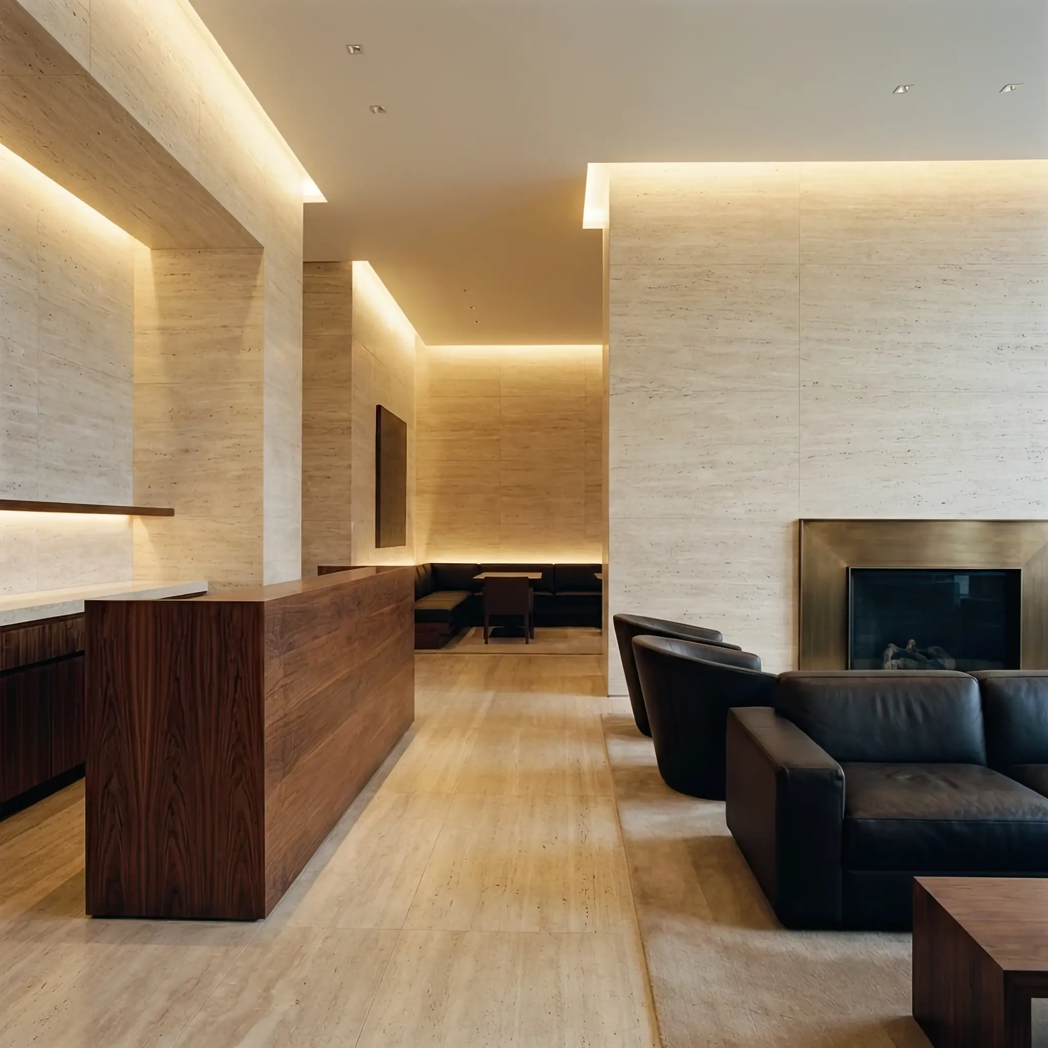 Архитектура и дизайн: Динамическое освещение вестибюль, плавно меняющее спектр и интенсивность в зависимости от времени суток и состояния гостя