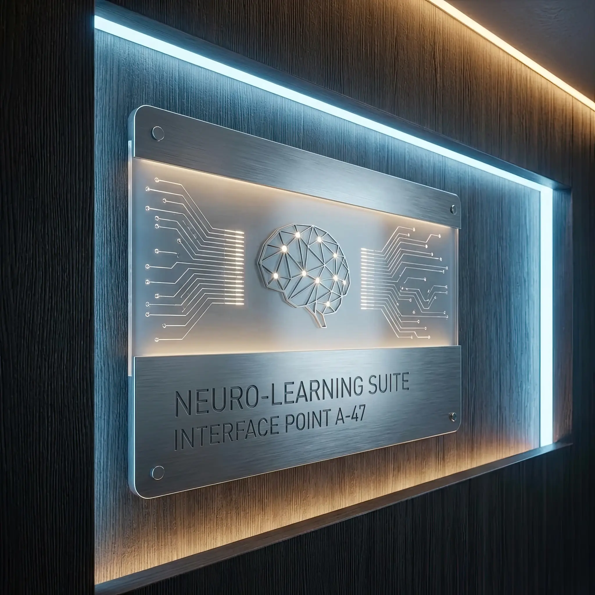 Interior detail: Student in neuro-booth with helmet and closed eyes, absorbing information