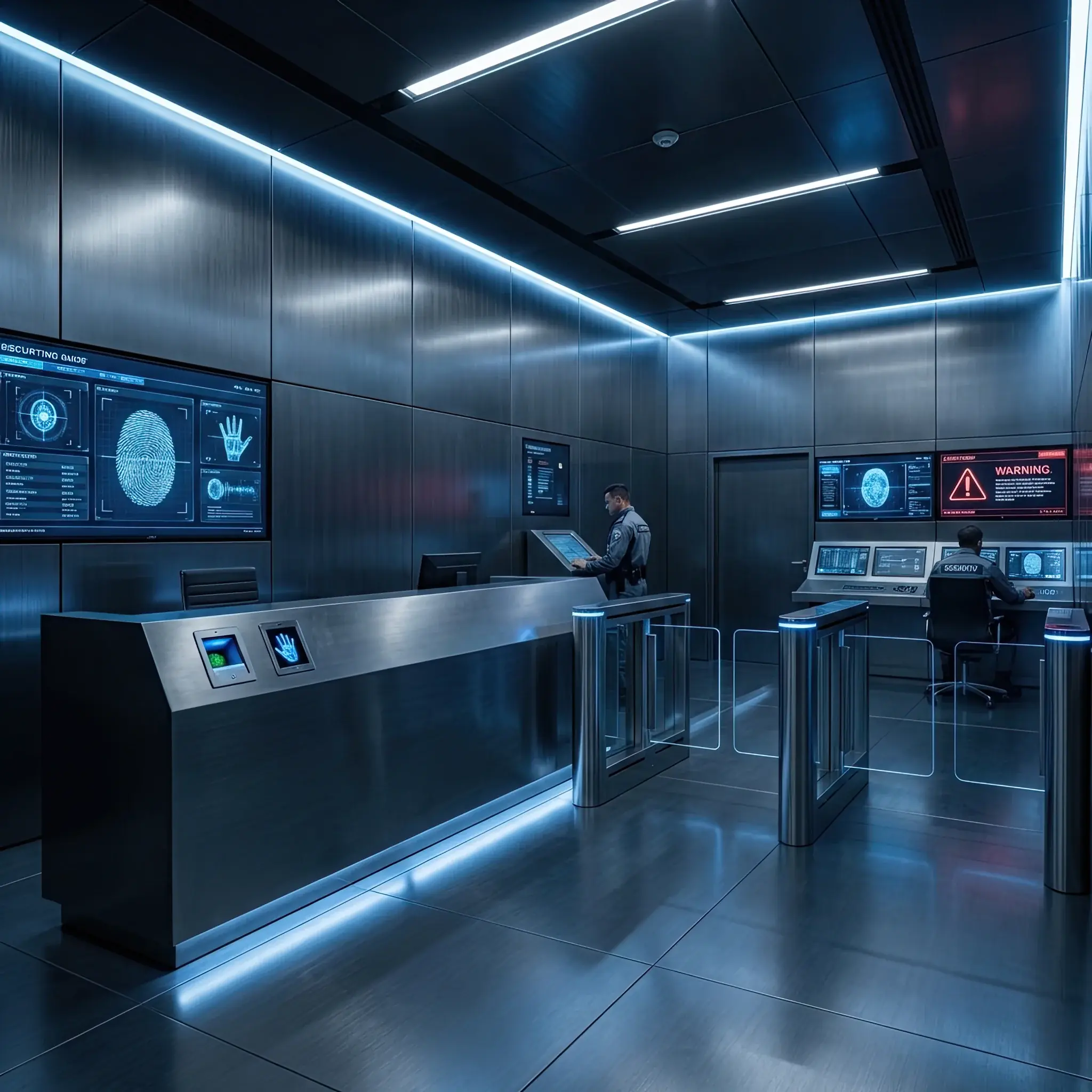 Архитектура и дизайн: Стойка приемная с матовым покрытием, в которую интегрированы сканеры биометрии нового поколения