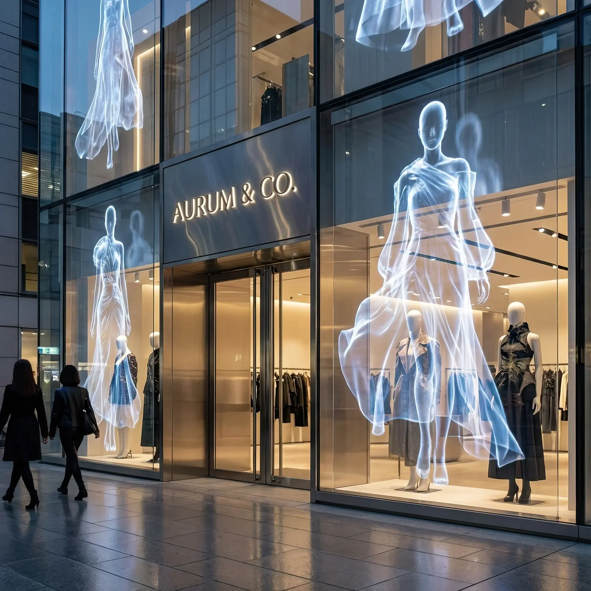 Архитектура и дизайн: Входная группа флагманского бутика: симбиоз кинетики и прозрачных OLED-панелей для с эффектом присутствияого контакта с брендом
