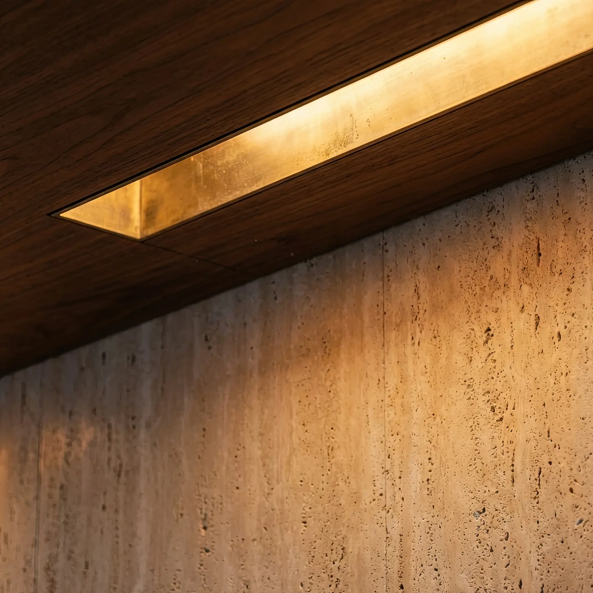 Interior detail: Three lighting variants of the same desk: morning, evening, event
