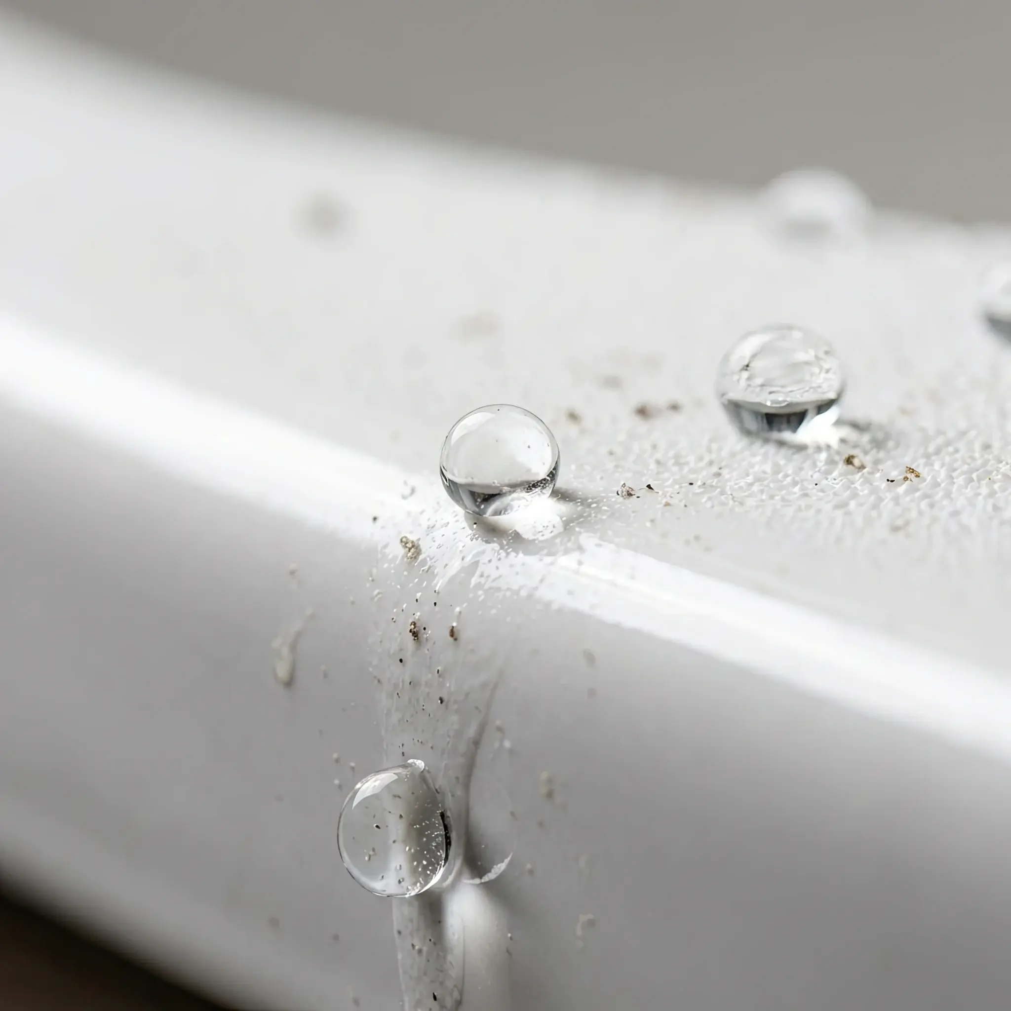 Архитектура и дизайн: Макросъемка поверхности приемная, где капли кофе скатываются шариками, не оставляя следа