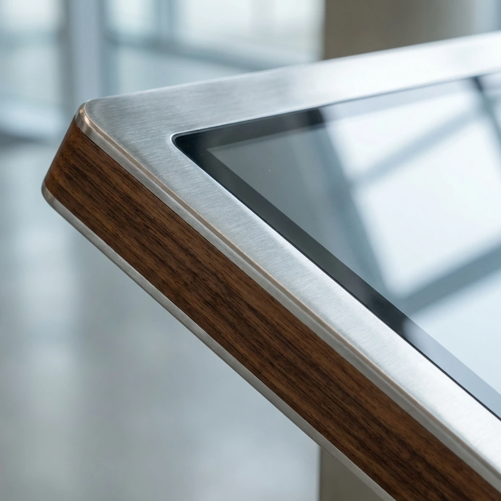 Interior detail: Twin-Touch 2026 tactile terminal with multi-touch gesture support and face recognition