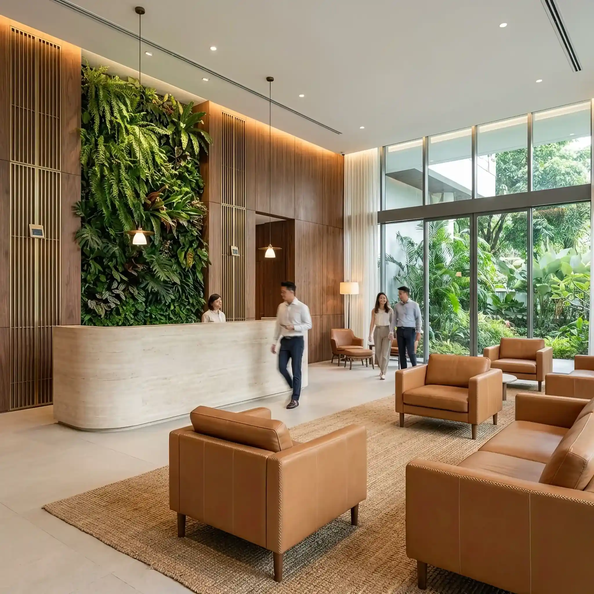 Interior detail: Recycled aluminum construction detail with an integrated plant irrigation system