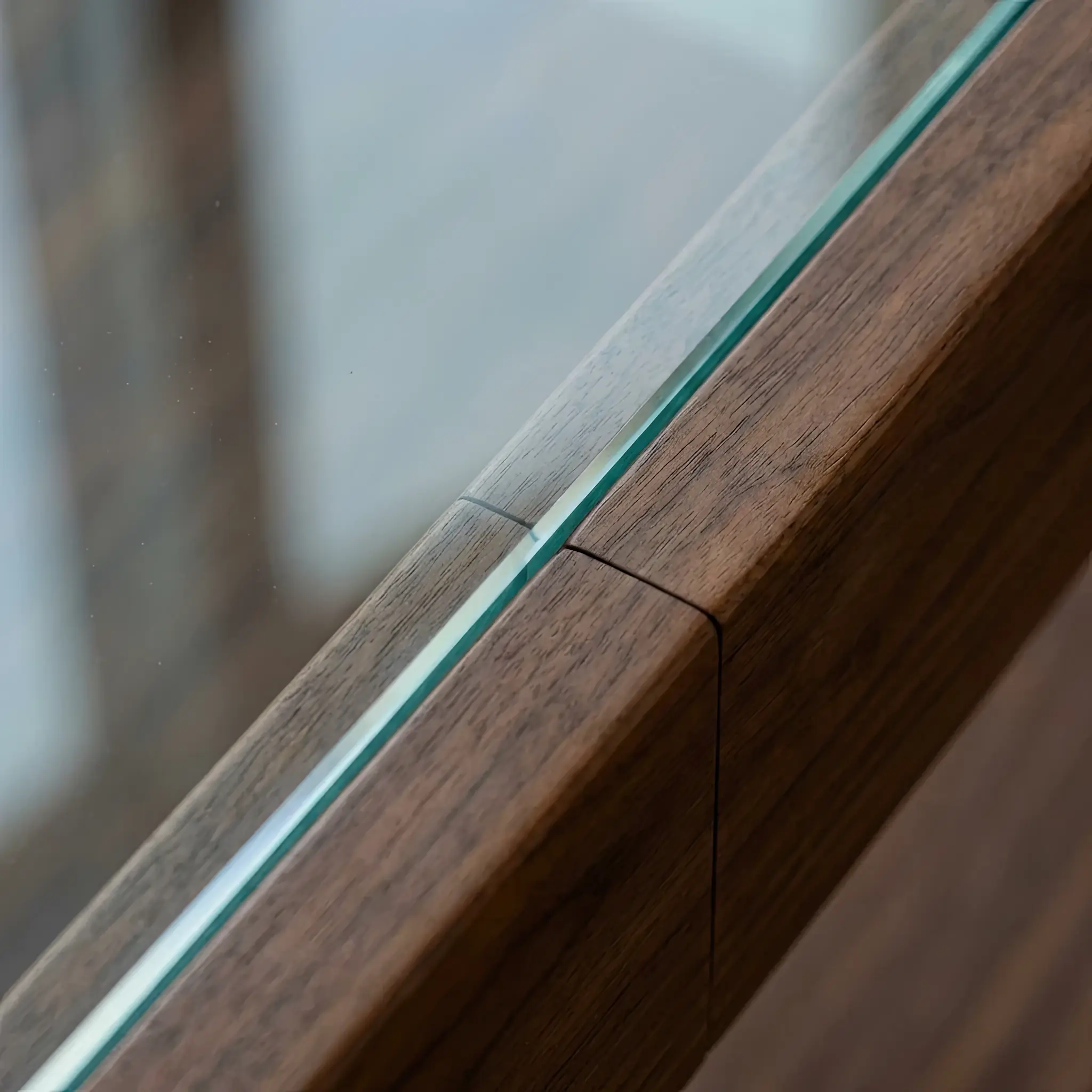 Interior detail: Broadcasting digital content onto a matte smart glass surface in a reception zone