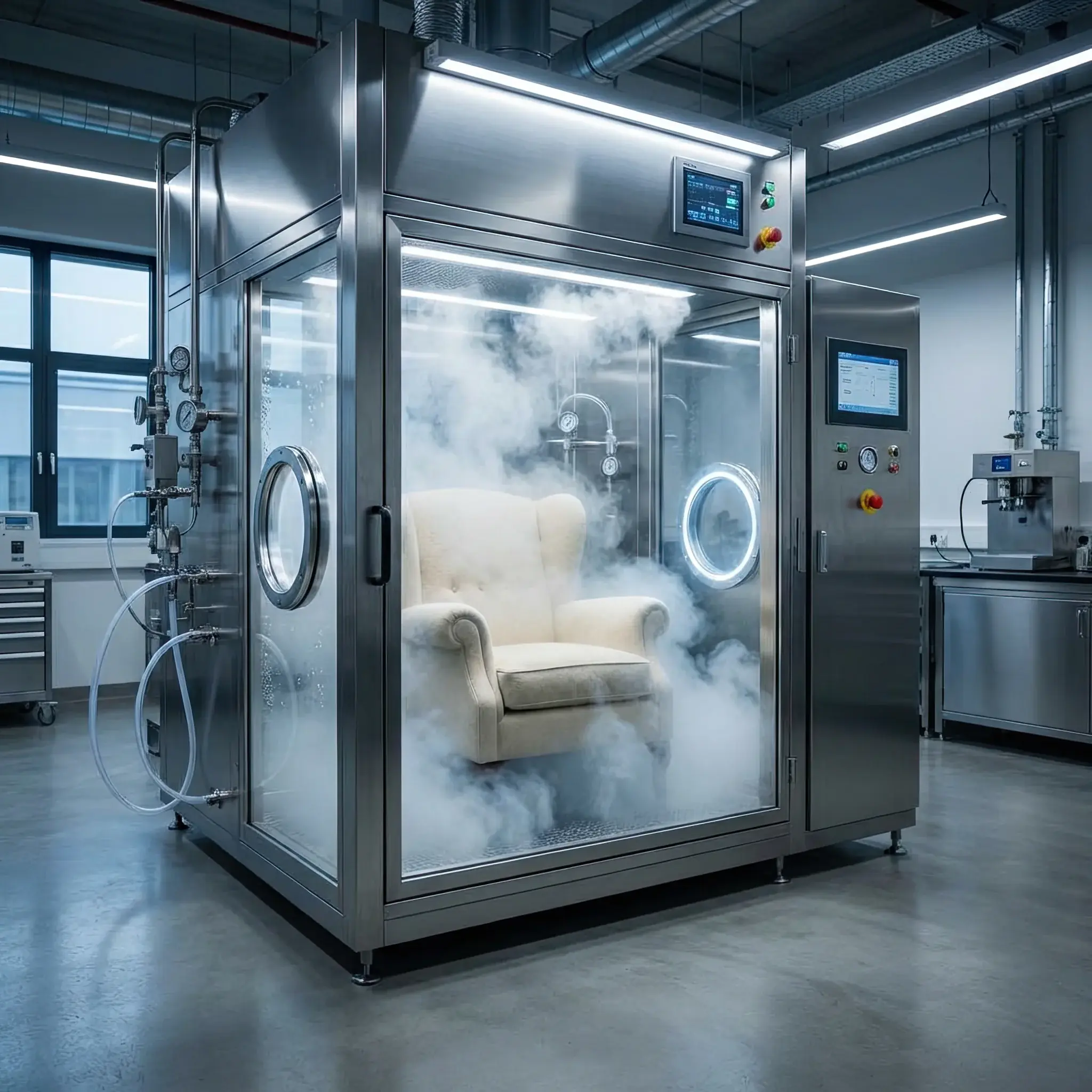 Архитектура и дизайн: Процесс очистки дорогой ткани в камере со сверхкритической жидкостью CO2