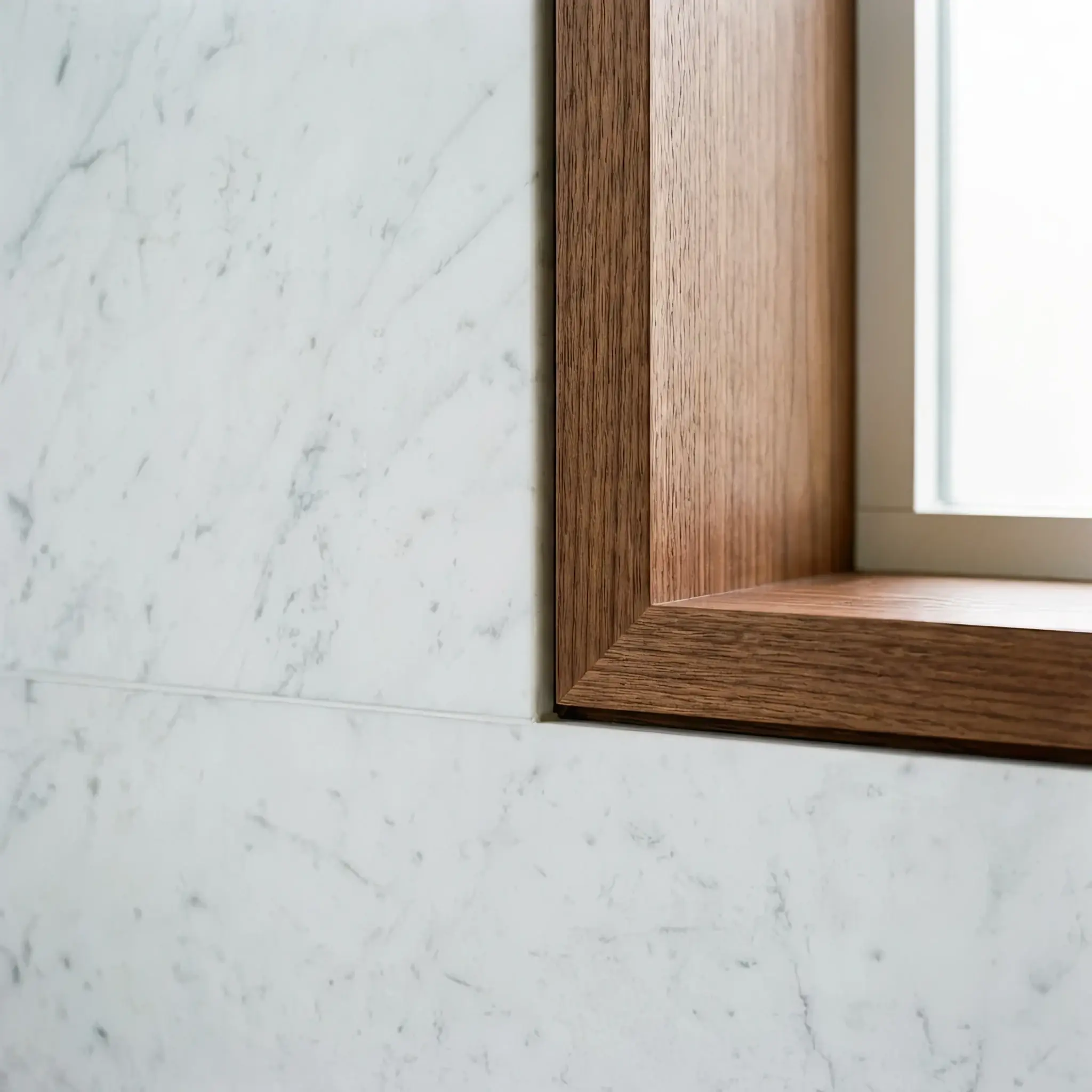 Interior detail: Combination of untreated slate and polished brass in facade design