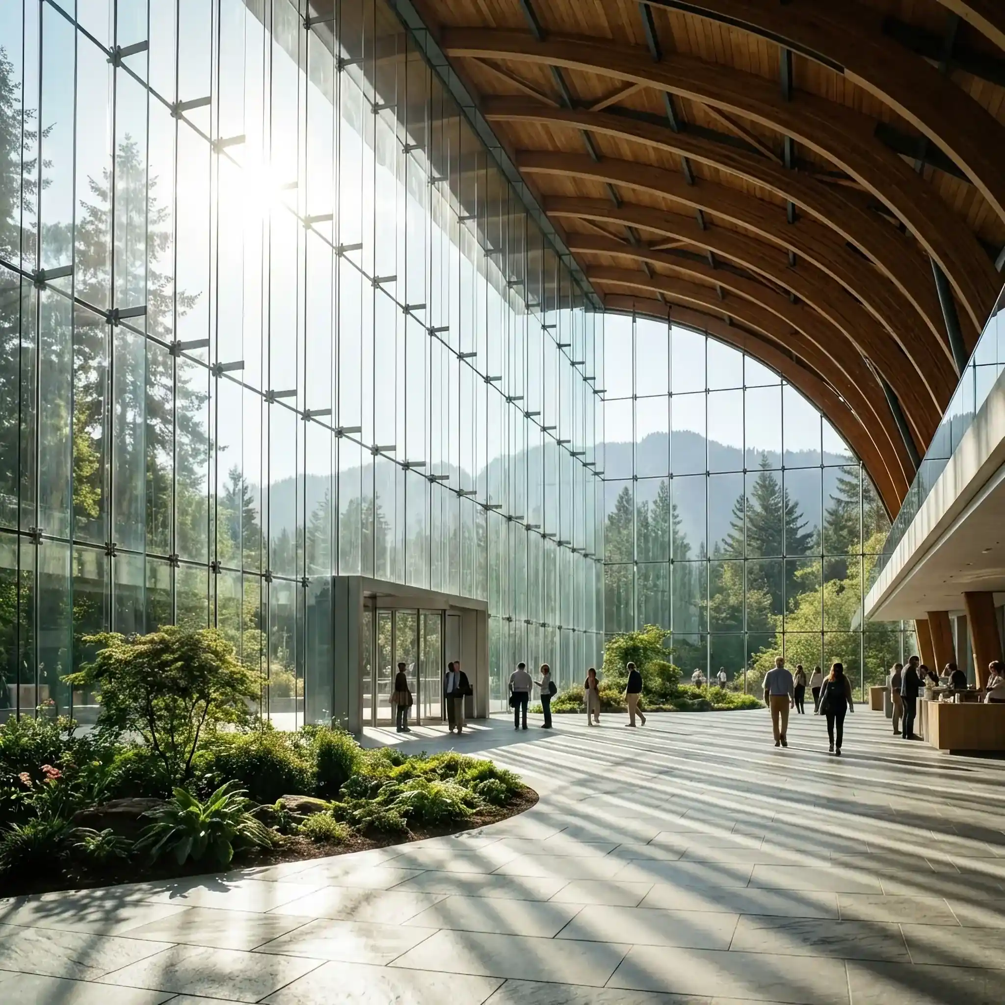 Архитектура и дизайн: Тончайшая и сверхпрочная прозрачная перегородка из оксинитрида алюминия в интерьере вестибюль