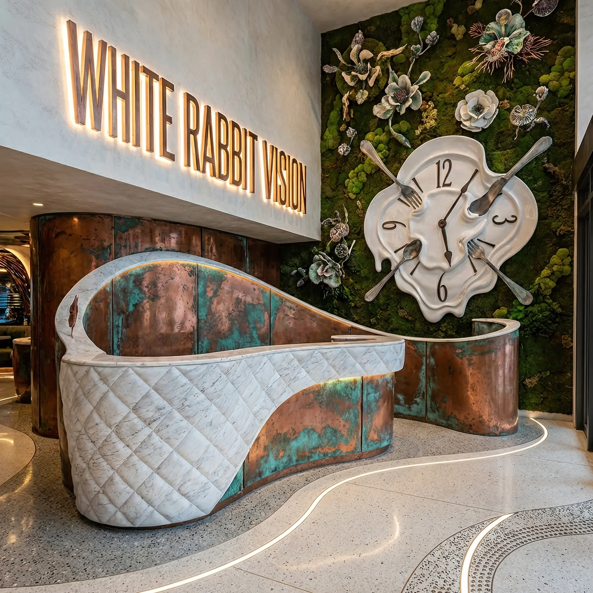 Стойка ресепшен для ресторана White Rabbit